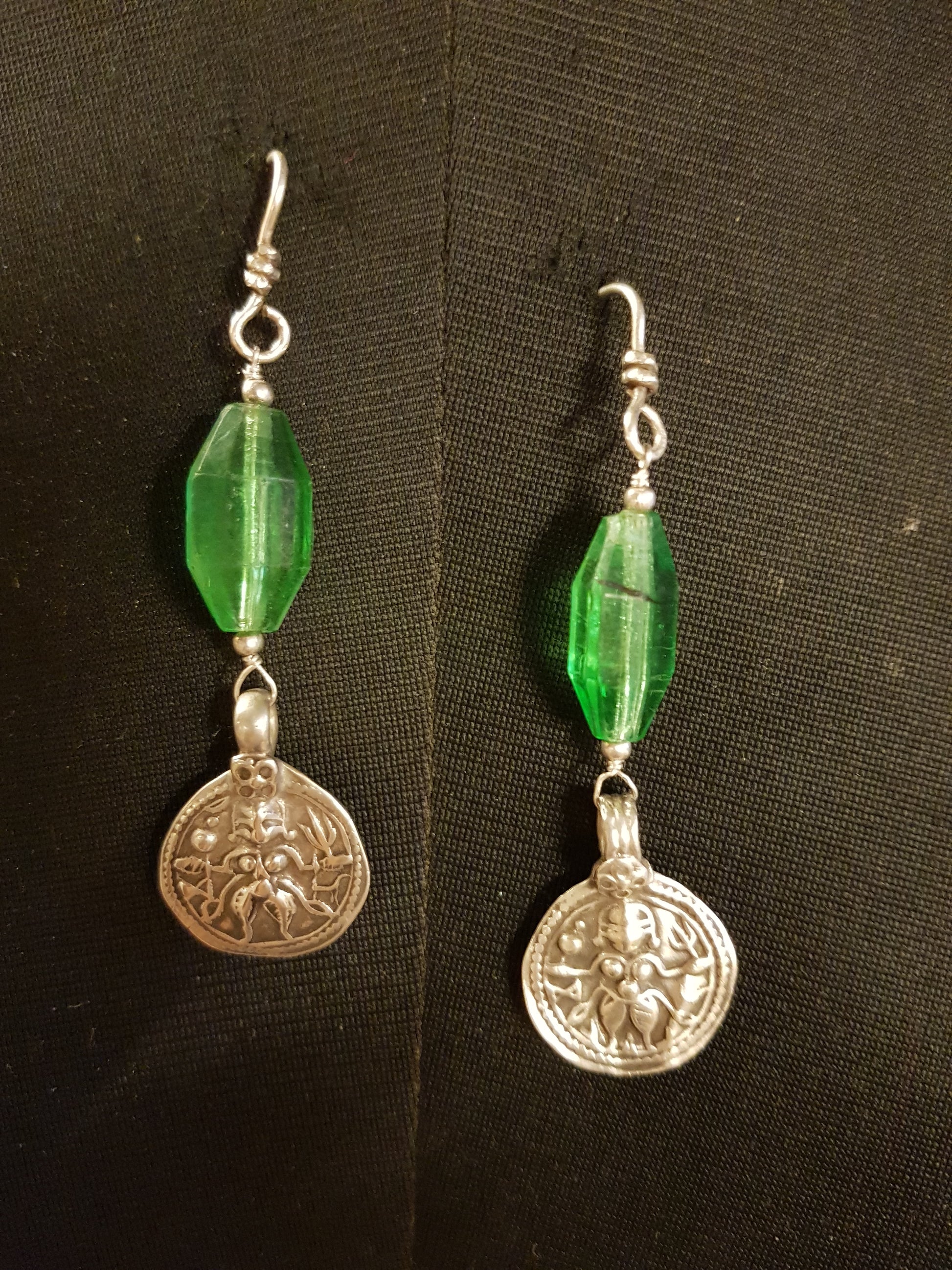 Vintage Silver Earrings with Glass Bana Studio