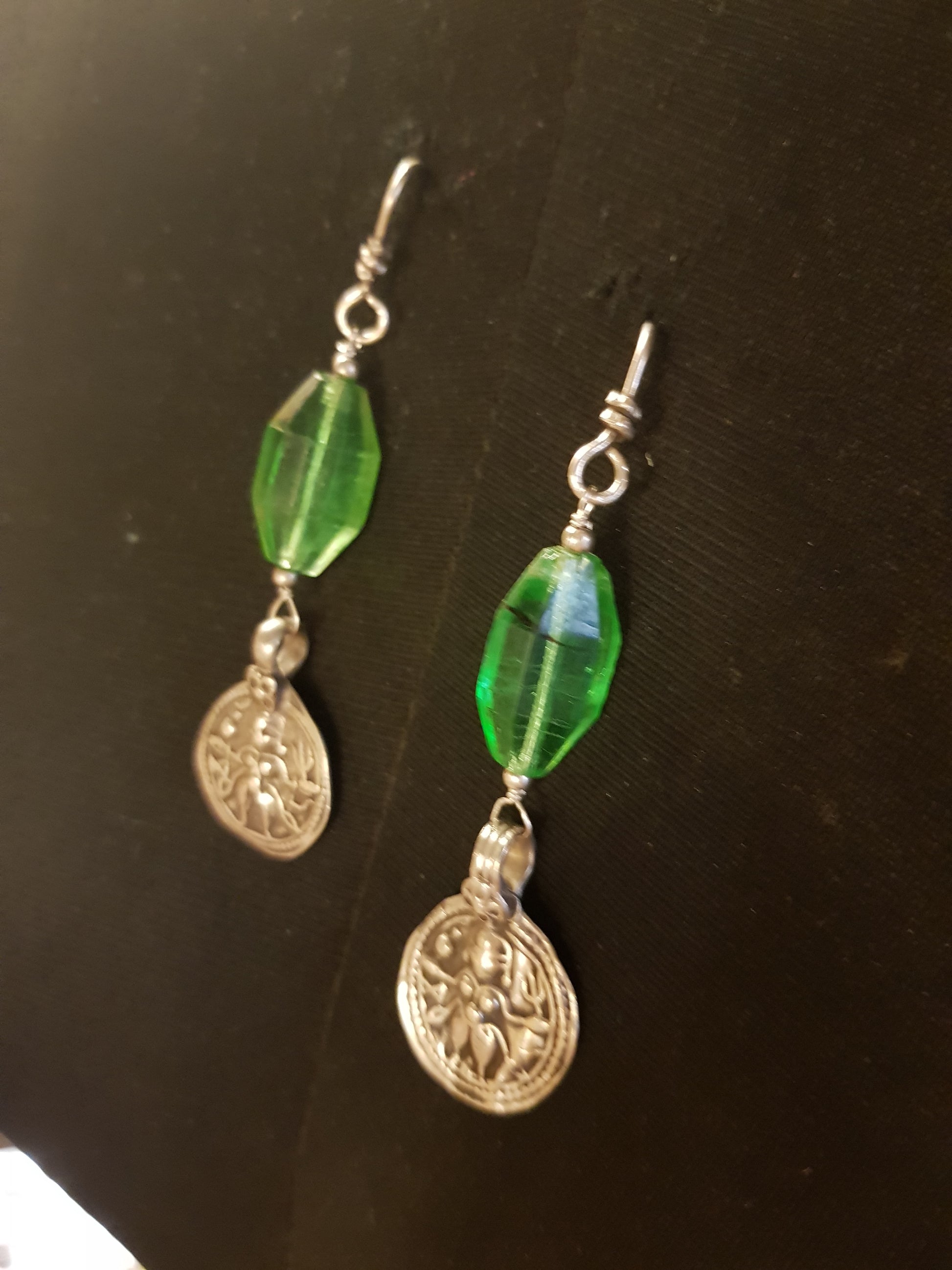 Vintage Silver Earrings with Glass Bana Studio